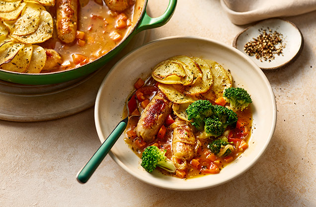 Caramelised onions and sausage hotpot recipe
