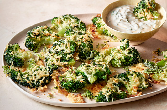 Smashed broccoli with cheese and garlic recipe