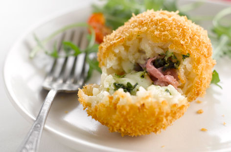154627 Parmesan, ham and pesto risotto croquettes HERO