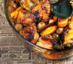 Roast chicken with citrus fruit