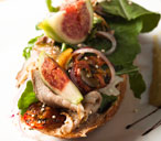 Sliced turkey breast, fig & tomato open-sandwich