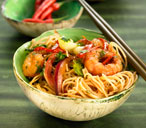 Rice noodles with prawns