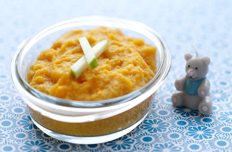 Carrot, celery and green apple puree