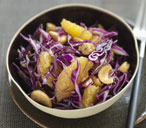 Red cabbage, orange and cashew salad