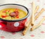 Lentil soup with tomatoes & chorizo 	