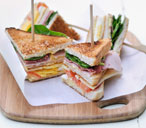 Ham and cheese club sandwiches