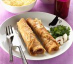 Rolled ham and cheese crêpes