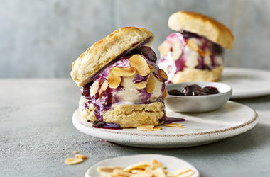 Blueberry ice cream scone sandwiches