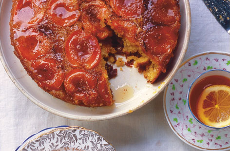Apricot and almond upside down cake