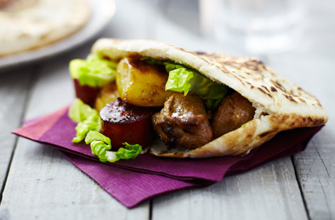 BBQ porkchorizopearskewers He