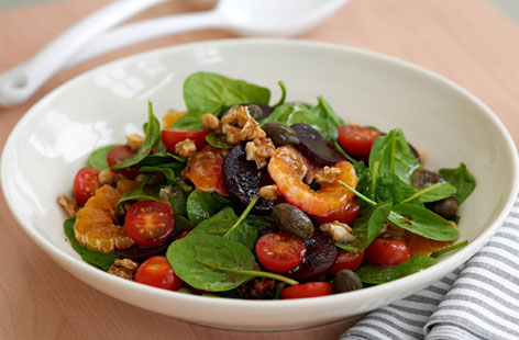 Beetroot and satsuma salad with caper berry dressing