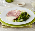 Ham and cabbage with mustard sauce