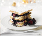 Millefeuille with black forest compote