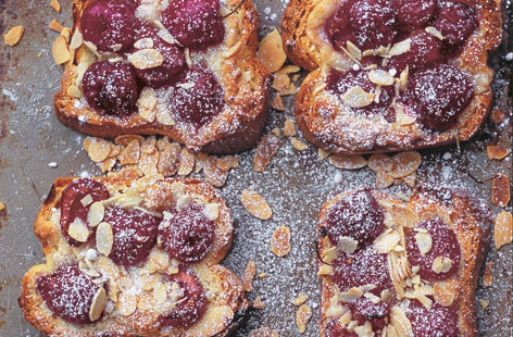 Cherry and almond croutes