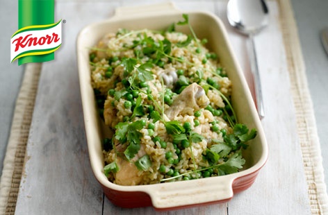 Chicken drumsticks with brown rice