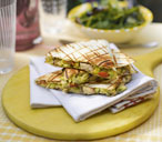 Chicken and avocado BBQ quesadillas