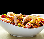 Chorizo and seafood paella