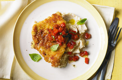 Crispy Italian pork with salsa and bean mash HERO