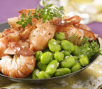 Prawns with broad beans and lemon