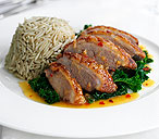 Duck with chilli and orange sauce