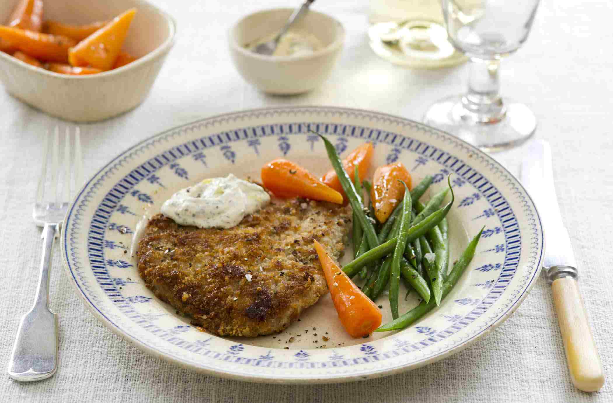 Garlicky lamb with crème fraiche