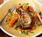 Grilled chops with squash couscous