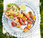 Grilled veggie skewers with Asian slaw THUMB
