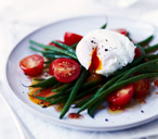 Green bean & tomato salad with poached egg