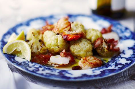 Healthy PC scalloproastedcauliflowersalad He