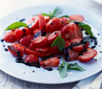 Strawberry carpaccio with balsamic glaze
