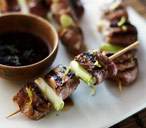Duck and wasabi skewers