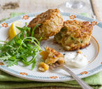 Kipper fish cakes with oatmeal crust
