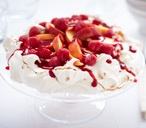 Nectarine and raspberry pavlova