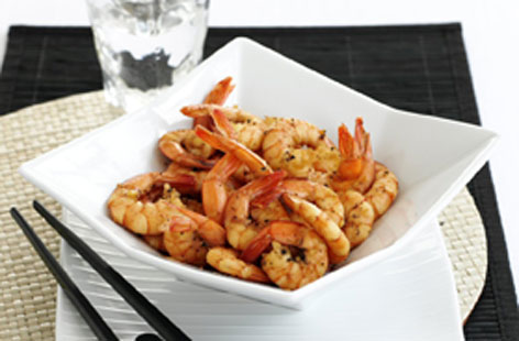 Peppery soy sauce prawns
