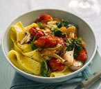 Pappardelle with mushrooms and spinach