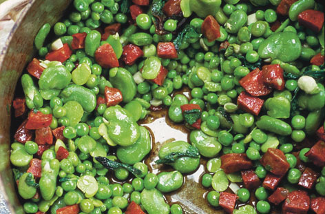 Pea broad bean and chorizo HERO