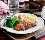Peppered salmon with butter bean mash