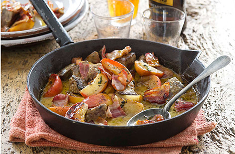 Pig's liver with streaky bacon