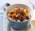 Porridge with apricot and cranberry compote