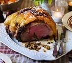 Roast rib of beef with anchovy stuffing