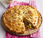 Cheese, leek and walnut pie