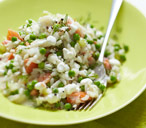 Salmon pea and dill risotto