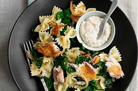 Smoked Mackerel Farfalle with spring greens HERO