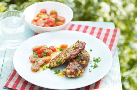 Spanish chicken,Serrano ham, with tomato salad HERO