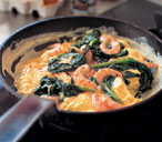 Spanish eggs with prawns