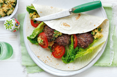 Spiced koftas with lemon and coriander houmous THUMB