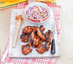 Sticky chicken wings with blue cheese slaw