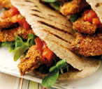 Wholemeal pittas stuffed with griddled chicken