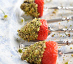Sweet Eve Strawberries Dipped in Melted Chocolate and Toasted Pistacio Nuts (t)