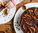 Shaun Rankin’s chocolate orange pudding with orange crisps